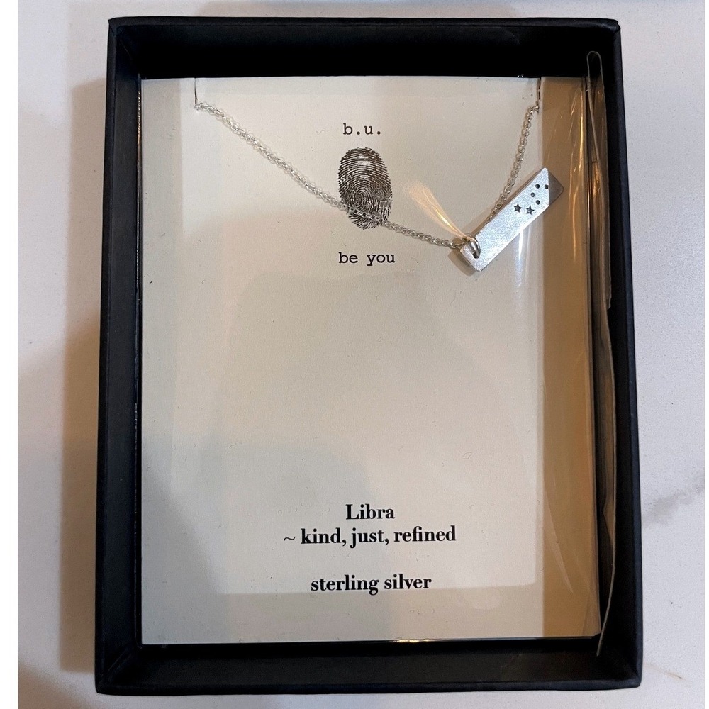 New w Box Sterling Silver Libra Constellation Bar Necklace Zodiac Jewelry Be You